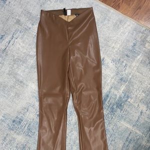 H&M brown leather pants